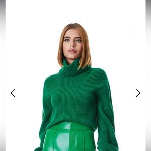 Alice and Olivia Carlynn Ribbed Cropped Turtleneck Sweater